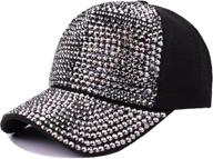 stylish baseball cap with rhinestone crystals for women - adjustable, sparkly bling denim sun hat logo