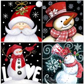 img 4 attached to 🎅 Set of 4 Christmas Snowman Diamond Painting Kits – Full Drill Embroidery Crafts, 9.8 X 9.8 Inch – Perfect for Adults and Kids