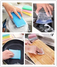 img 3 attached to 🧽 Durable Non-Scratch Kitchen Scrub Sponges – Heavy Duty Dish and Surface Cleaning Pads for Teflon, Multi-Use, Fast Cleaning – Non-Metal Dish Scouring Scrubbers – Silver 6 Pack