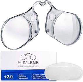 img 4 attached to 👓 SLIMLENS Reading Glasses + Protective Pouch | Thin & Ultra Compact – Select Your Magnification +2.0 | Portable in Pocket, Wallet, or Mobile Phone | Made in USA