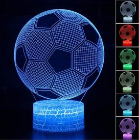 img 3 attached to 🏀 AZALCO 3D Soccer Night Lamp - 16 Color Change Touch, White Crack Base, Remote Control - AA Battery Powered Party Gifts for Girls, Kids - Home Decor, Bedroom Desk Decorations - Christmas Xmas Gift