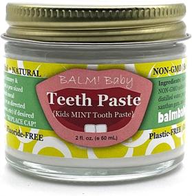 img 4 attached to 🦷 All-Natural Kids Toothpaste with Xylitol GLASS Jar - BALM Baby Teeth Paste (Fresh Mint) 2 fl oz - Made in USA, Fluoride-Free