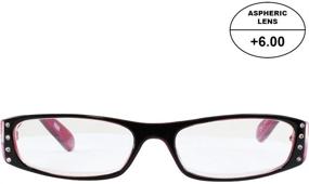 img 3 attached to 👓 Stylish and Powerful: READERZ Women's High-Powered Reading Glasses with Black and Pink Frame (+6.00 Magnification)