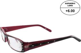 img 2 attached to 👓 Stylish and Powerful: READERZ Women's High-Powered Reading Glasses with Black and Pink Frame (+6.00 Magnification)