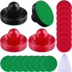 img 4 attached to 🏒 URATOT Air Hockey Pushers and Pucks Set: Replacement Accessories for Game Tables - 4 Pushers, 8 Red Pucks, 8 Green Pads