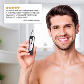 img 3 attached to Portable Electric Nose and Ear Hair Trimmer for Men - IPX7 Waterproof, Stainless Blades, Suitable for All Purposes (Black)