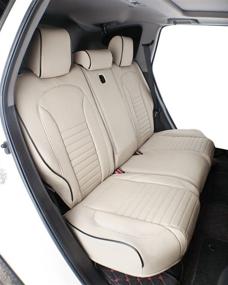 img 2 attached to 🚗 EKR Custom Fit Full Set Car Seat Covers for Honda CRV 2012 2013 2014 - Beige Leatherette Material