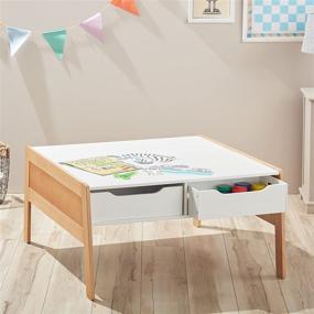 img 2 attached to 🎨 Melissa & Doug Wooden Art and Activity Table - Kids Furniture for Playroom with 4 Wooden Bins, Light Woodgrain and White 2-Tone Finish