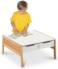 img 3 attached to 🎨 Melissa & Doug Wooden Art and Activity Table - Kids Furniture for Playroom with 4 Wooden Bins, Light Woodgrain and White 2-Tone Finish