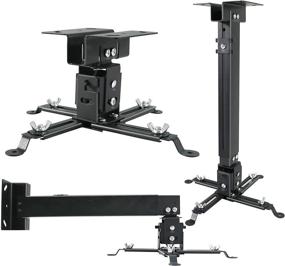 img 4 attached to 🔧 Black Projector Mount with Extendable Arms, Adjustable Height, Quick Release - Homcine Universal Ceiling/Wall Mount Bracket Holder/Hanger for Epson, Optoma, Benq Projectors