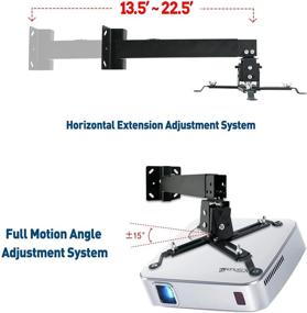 img 1 attached to 🔧 Black Projector Mount with Extendable Arms, Adjustable Height, Quick Release - Homcine Universal Ceiling/Wall Mount Bracket Holder/Hanger for Epson, Optoma, Benq Projectors