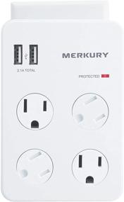 img 3 attached to 🔌 Merkury Innovations 4 Outlet Wall Mount Adapter Surge Protector с двумя портами USB: Ultimate Multi Plug Outlet Extender & USB Charger Combo or 🔌 Merkury Innovations 4 Outlet Wall Mount Adapter Surge Protector с двумя портами USB: Окончательная мультисокетная разветвительная розетка и комбинированное зарядное устройство USB