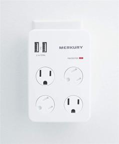 img 1 attached to 🔌 Merkury Innovations 4 Outlet Wall Mount Adapter Surge Protector с двумя портами USB: Ultimate Multi Plug Outlet Extender & USB Charger Combo or 🔌 Merkury Innovations 4 Outlet Wall Mount Adapter Surge Protector с двумя портами USB: Окончательная мультисокетная разветвительная розетка и комбинированное зарядное устройство USB