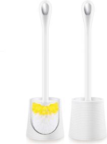 img 4 attached to 🧽 Efficient and Durable SpunKo Toilet Brush and Holder Set - 2 Pack Toilet Bowl Cleaner Brush with Long Plastic Handle - Commercial Bathroom Restroom Cleaning Scrubber (White-2 Pack)