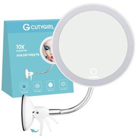 img 4 attached to 💡 LED Lighted Makeup Mirror with 10X Magnification and Flexible Gooseneck, Powerful Suction Cup Vanity Mirror with Lights