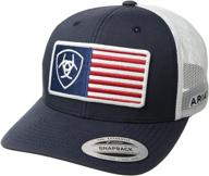 🧢 ariat men's shield flag center patch mesh cap: bold blue design, one size fits all logo