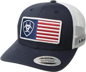 img 3 attached to 🧢 ARIAT Men's Shield Flag Center Patch Mesh Cap: Bold Blue Design, One Size Fits All