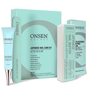 img 4 attached to 💅 Onsen Japanese Nail Buffer and Shine Kit - Professional Nail File, 3-Way Nail Buffer Block with Complimentary Replacement Pads and Nail Strengthening Cuticle Cream for Optimum Nail Health, Nail Care Kit, 1pk