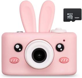 img 4 attached to 📸 Abdtech Children's Camera Toys for Girls, Age 4-8, Rechargeable Digital Cameras with Rabbit Cover, Shockproof 8MP, 16GB SD Card – Best Birthday and Halloween Gift Option
