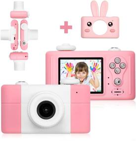 img 2 attached to 📸 Abdtech Children's Camera Toys for Girls, Age 4-8, Rechargeable Digital Cameras with Rabbit Cover, Shockproof 8MP, 16GB SD Card – Best Birthday and Halloween Gift Option