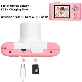 img 1 attached to 📸 Abdtech Children's Camera Toys for Girls, Age 4-8, Rechargeable Digital Cameras with Rabbit Cover, Shockproof 8MP, 16GB SD Card – Best Birthday and Halloween Gift Option