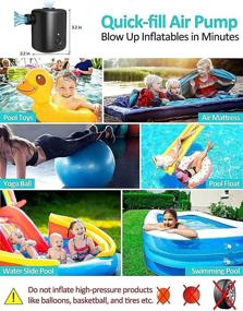 img 1 attached to 🔋 4000mAh Rechargeable Battery Electric Air Pump for Inflatables - Quick Inflate Deflator Pumps for Camping Cushions, Air Mattresses, Sofas, Pool Floats, Toys, and Vacuum Bags