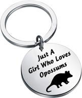 🦝 cenwa opossum lovers gifts: just-a-girl keychain for opossum fans logo