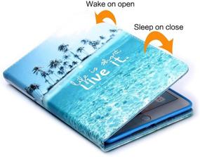 img 3 attached to Fancity Case for iPad 10.2 inch 9th 8th 7th Generation (2021 2020 2019 Release), Smart PU Leather Cover with Pencil Holder and Wake Sleep Stand for iPad 10.2 9th 8th 7th Gen, Beach Design