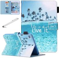 fancity case for ipad 10.2 inch 9th 8th 7th generation (2021 2020 2019 release), smart pu leather cover with pencil holder and wake sleep stand for ipad 10.2 9th 8th 7th gen, beach design logo