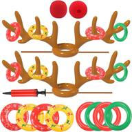 🦌 uniqhia 2021-new-version inflatable reindeer antler ring toss game: fun christmas party game with 2 antlers & 16 rings - us patented логотип