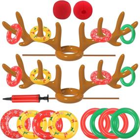 img 4 attached to 🦌 Uniqhia 2021-NEW-VERSION Inflatable Reindeer Antler Ring Toss Game: Fun Christmas Party Game with 2 Antlers & 16 Rings - US Patented