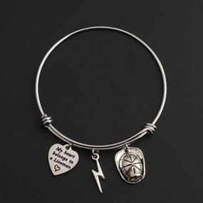 img 3 attached to 💓 WUSUANED My Heart Belongs to A Lineman: Lightning Helmet Charm Bracelet - Perfect Lineman Jewelry Gift for Mom, Wife, Girlfriend