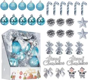 img 4 attached to 🎄 32-Pack Small Shatterproof Blue Christmas Balls Ornaments - 1.57" in Size - Ideal for Christmas Tree Decorations, Holiday Wedding, Party Decoration - Blue & Silver Color Scheme