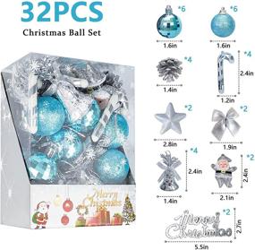 img 3 attached to 🎄 32-Pack Small Shatterproof Blue Christmas Balls Ornaments - 1.57" in Size - Ideal for Christmas Tree Decorations, Holiday Wedding, Party Decoration - Blue & Silver Color Scheme