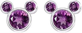 img 2 attached to 🐭 Mickey Earrings for Girls: Sterling Silver, Hypoallergenic, Friendship Amethyst White Pink Crystal Cubic Zircons Mouse Stud Earrings - Perfect Gift for Women and Girls with Jewelry Box (f1758)