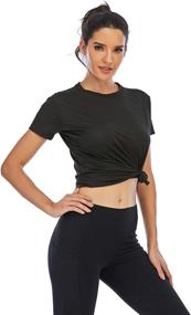 img 3 attached to 👚 Lianshp Slim Fit Women's Mesh Breathable Athletic Workout Tops - Short Sleeve Moisture Wicking T-Shirts