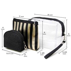 img 3 attached to 💼 Black Striped Portable Cosmetic Wristlet Organizer