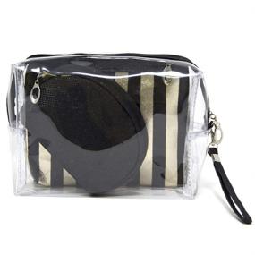 img 4 attached to 💼 Black Striped Portable Cosmetic Wristlet Organizer