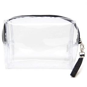 img 2 attached to 💼 Black Striped Portable Cosmetic Wristlet Organizer
