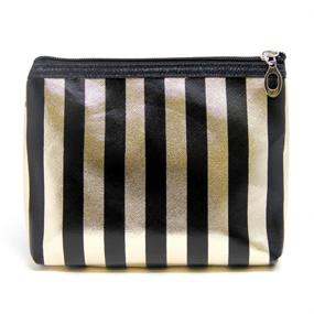 img 1 attached to 💼 Black Striped Portable Cosmetic Wristlet Organizer