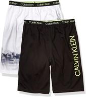 🩳 cozy boys' lounge pajama shorts by calvin klein - 2 pack for ultimate comfort logo