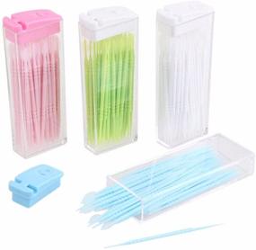 img 4 attached to 🦷 Coobbar 200pcs Double Head Dental Floss Interdental Toothpick Brush - Oral Care Toothpicks (50pcs/Box)