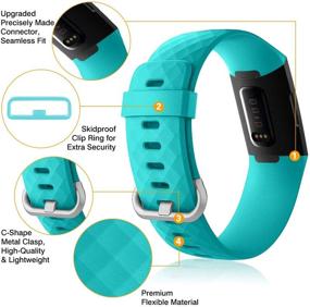 img 1 attached to 3 пачки ремешков Maledan для Fitbit Charge 3 и Charge 4 - слива, изумрудный и розовый цвета - Подходит для женщин и мужчин (Большой)