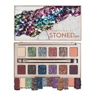 💎 urban decay stoned vibes eyeshadow palette - 12 shimmer + matte shades with tourmaline crystal - vegan formula, super-creamy - gift set with mirror & double-ended makeup brush logo