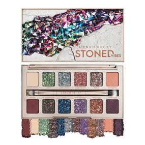 img 4 attached to 💎 Urban Decay Stoned Vibes Eyeshadow Palette - 12 Shimmer + Matte Shades with Tourmaline Crystal - Vegan Formula, Super-Creamy - Gift Set with Mirror & Double-Ended Makeup Brush