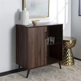 img 4 attached to 🎯 Stylish and Functional: Walker Edison Saxon Mid Century Modern Accent Cabinet with Glass Shelf, 30 Inch in Dark Walnut