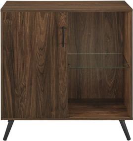 img 1 attached to 🎯 Stylish and Functional: Walker Edison Saxon Mid Century Modern Accent Cabinet with Glass Shelf, 30 Inch in Dark Walnut