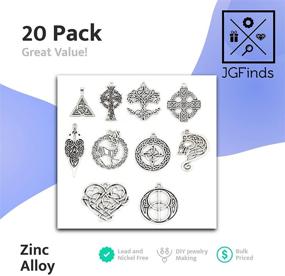 img 3 attached to 🔗 JGFinds Celtic Knot Charm Pendants: 20-Pack Antiqued Silver Tone Set - Mixed Styles, 2 of Each