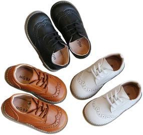 img 3 attached to 👞 DADAWEN Classic Lace Up Uniform Comfort Boys' Shoes - Oxford Style