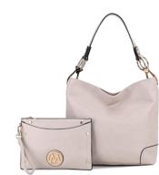 designer hobo purses for women - mkf pu leather shoulder handbag - top handle pocketbook logo